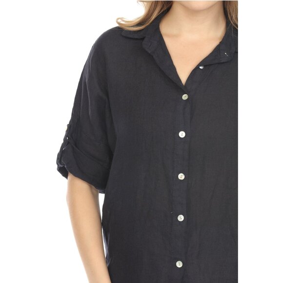 Navy Button Up Collared Shirt - Picture 8 of 12